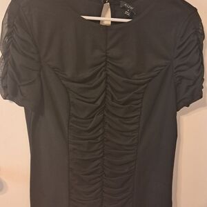 Black Ruched Short Sleeve Top